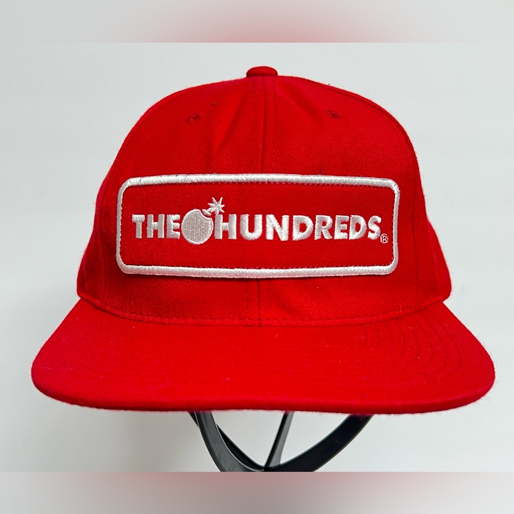 Vintage Y2K The Hundreds Sign Embroidery SnapBack Wool Blend- Red Baseball Cap